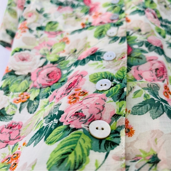 Vintage Geiger Floral Rose Boxy Sheer Button Up Blouse - Picture 4 of 12